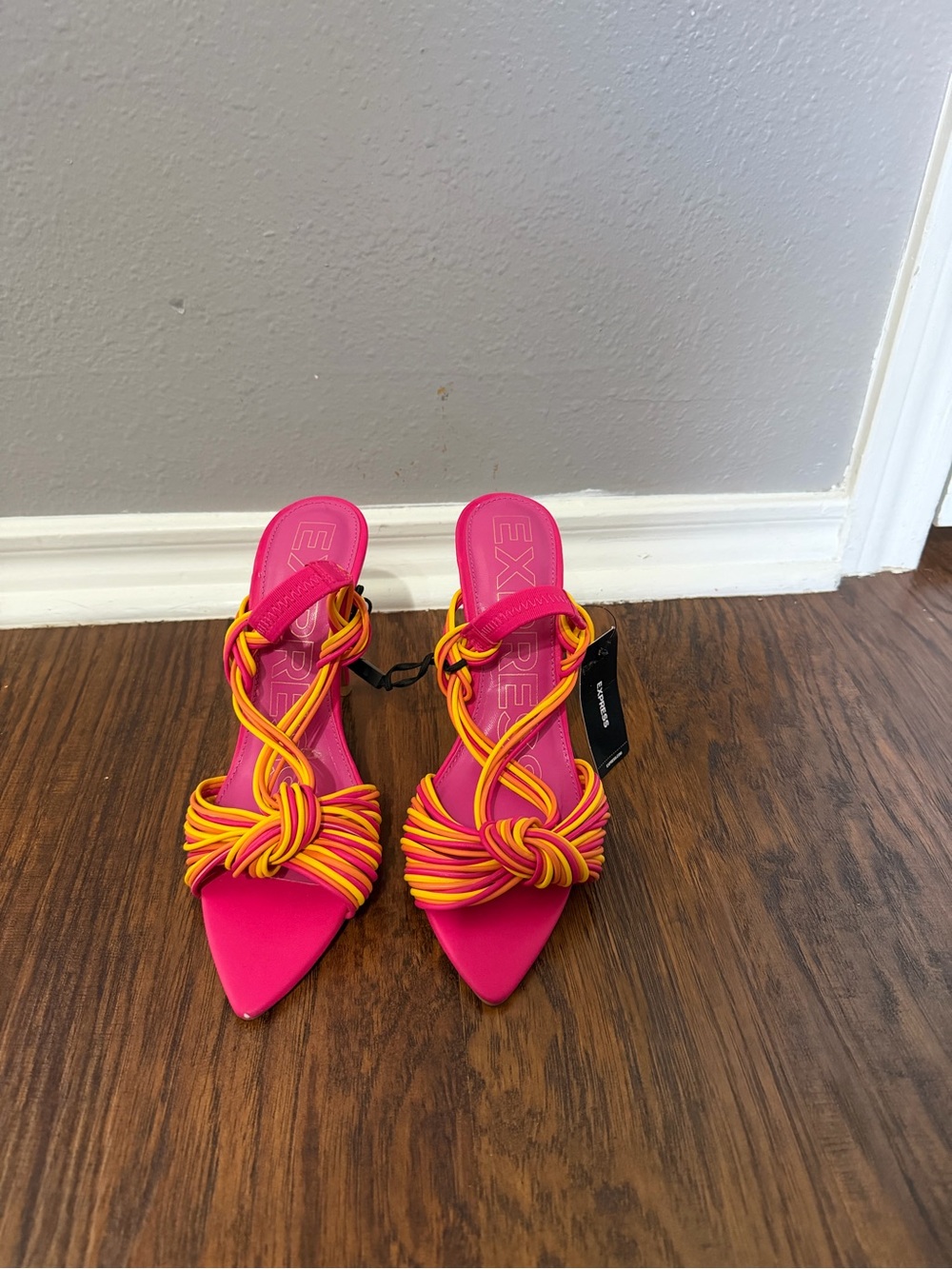 Express Hot Pink Knot-Accent Strappy Heels